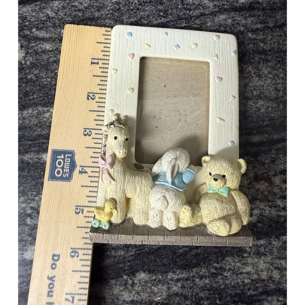 Burnes of Boston Nursery Picture Frame Giraffe Bunny Teddy Bear Pastel 3D Relief